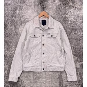 Brooks Brothers Jacket Medium Mens White Wale Corduroy Button Trucker
